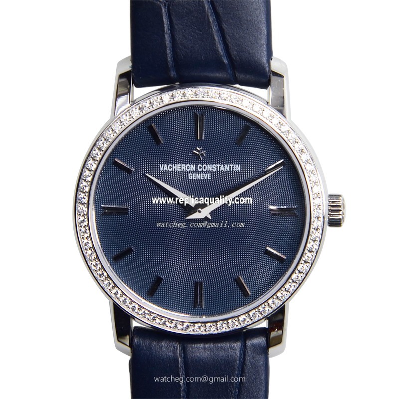 Vacheron Constantin TRADITIONNELLE 25558/000G-9758 Quartz 18kt White Gold & Diamond Dark Blue