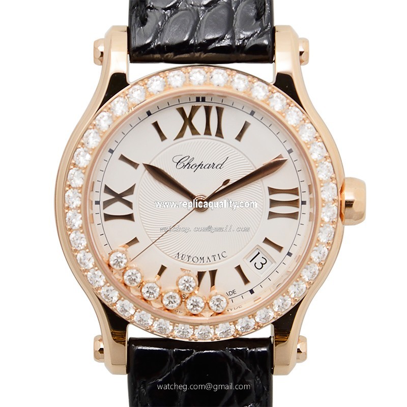 Chopard HAPPY SPORT 274808-5003 Automatic 18kt Rose Gold & Diamonds Silver