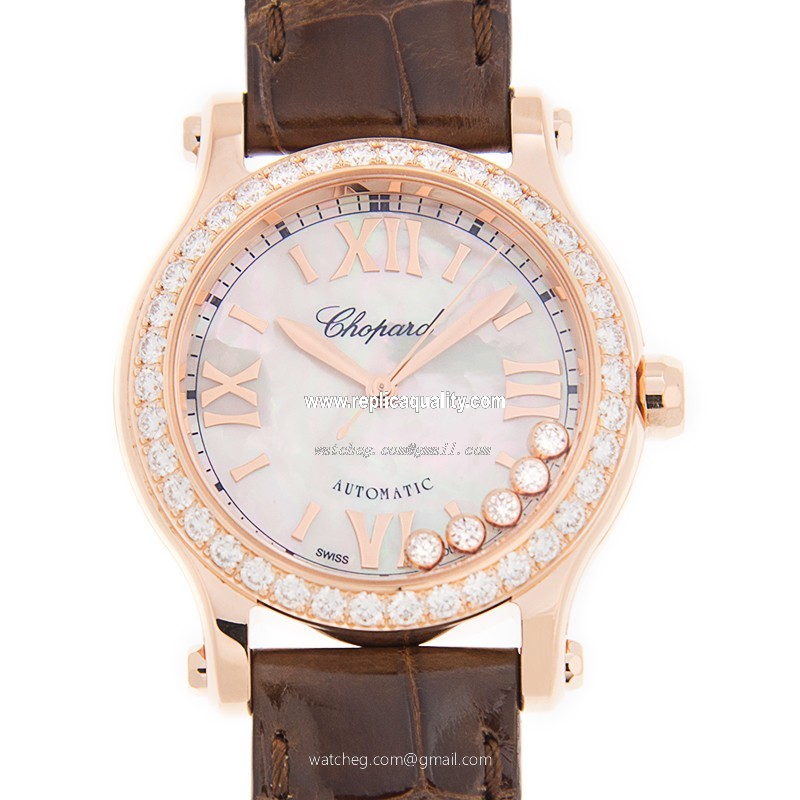 Chopard HAPPY SPORT 274893-5010 Automatic 18kt Rose Gold & Diamonds White