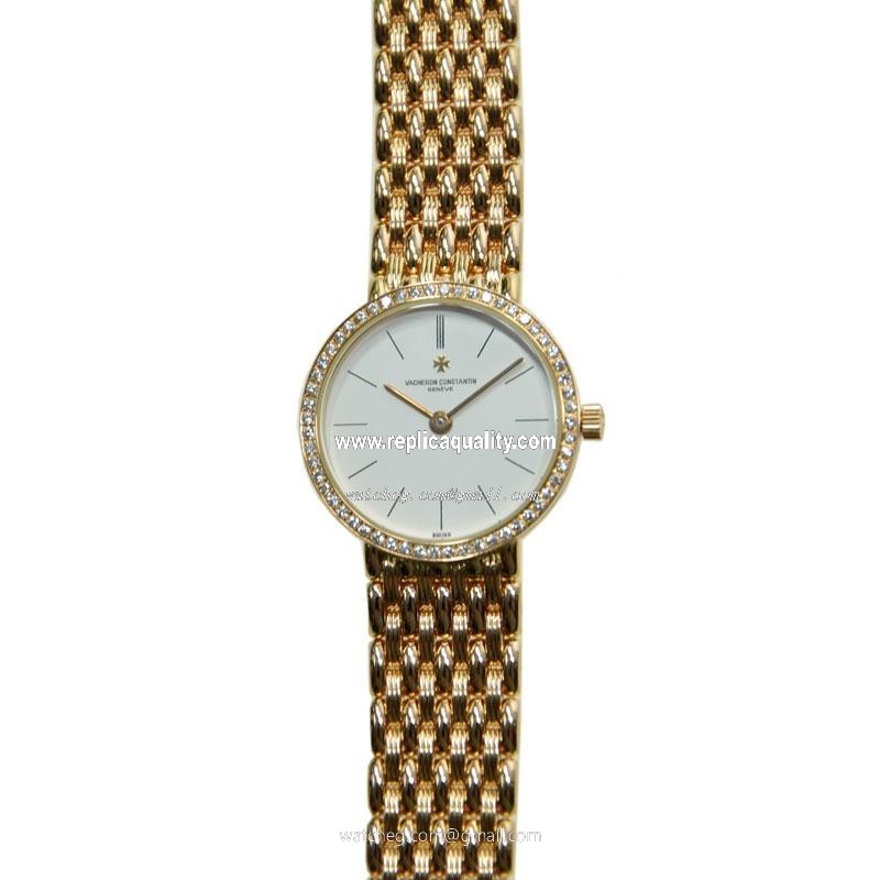 Vacheron Constantin 27593/454J-3 Quartz 18kt Rose Gold & Diamonds White