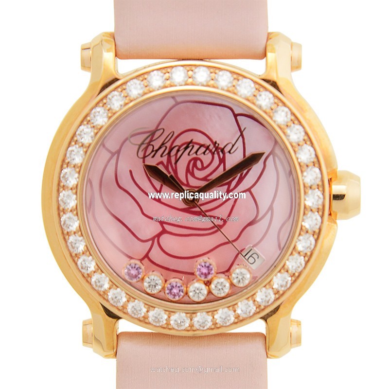Chopard HAPPY SPORT 277473-5011 Quartz 18kt Rose Gold & Diamonds Pink