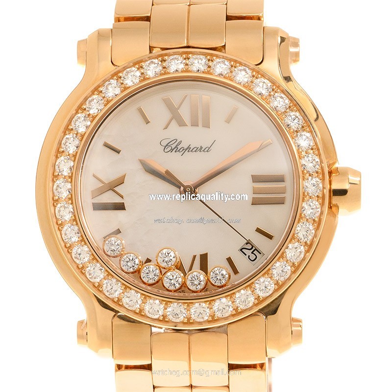 Chopard HAPPY SPORT 277481-5002 Quartz 18kt Rose Gold & Diamonds White