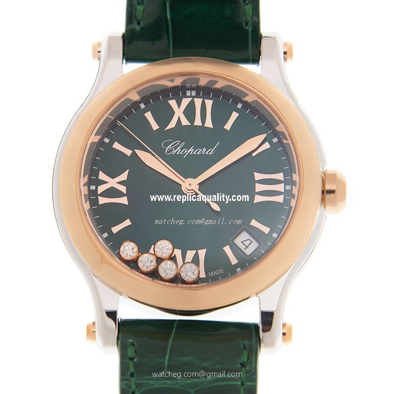 Chopard HAPPY SPORT 278582-6005 Quartz 18kt Rose Magic & Diamond Green
