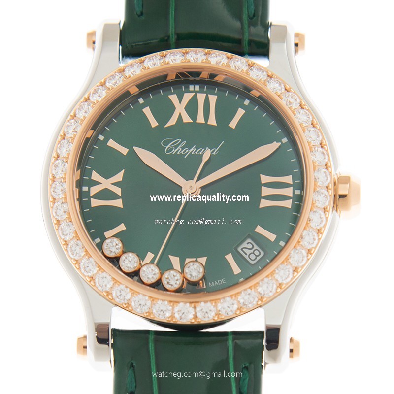 Chopard HAPPY SPORT 278582-6007 Quartz 18kt Rose Gold & Diamonds Green