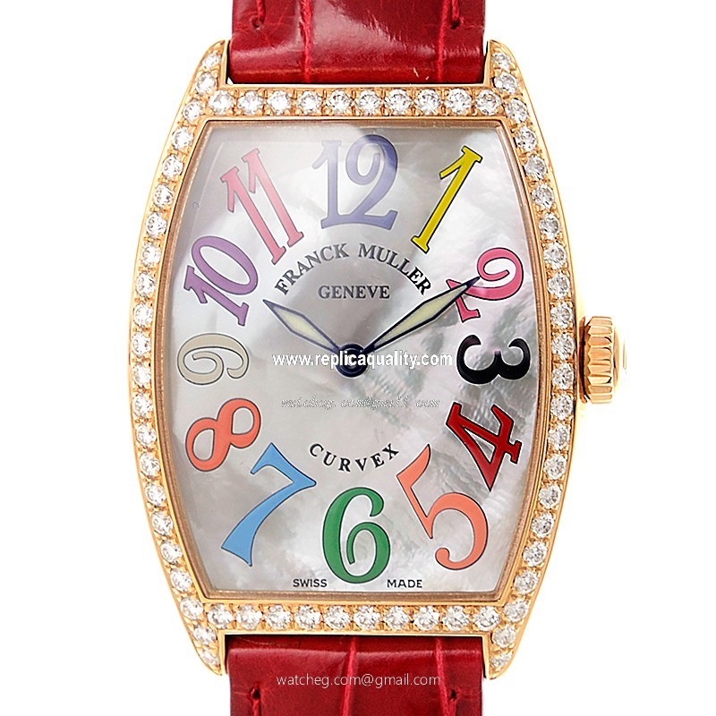 Franck Muller CINTREE CURVEX 2852 QZ COL DRM MOP D 1R (5N) Quartz 18kt Rose Gold & Diamonds White