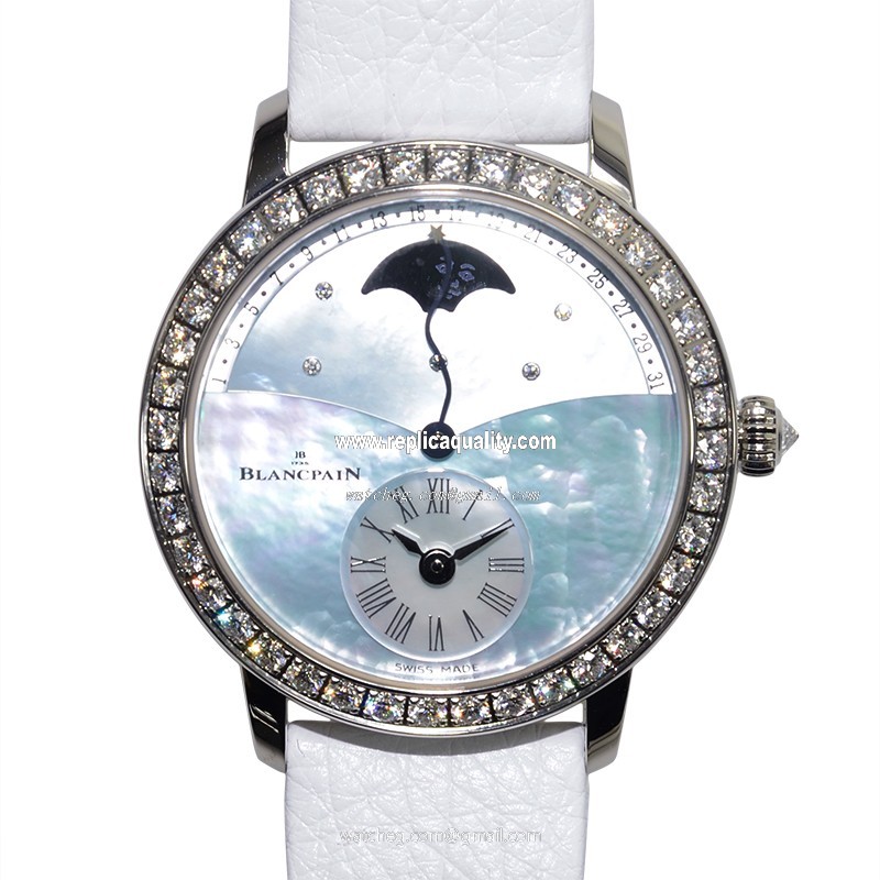 Blancpain WOMEN 3653-1954-58B Automatic 18kt White Gold & Diamond Light Blue 