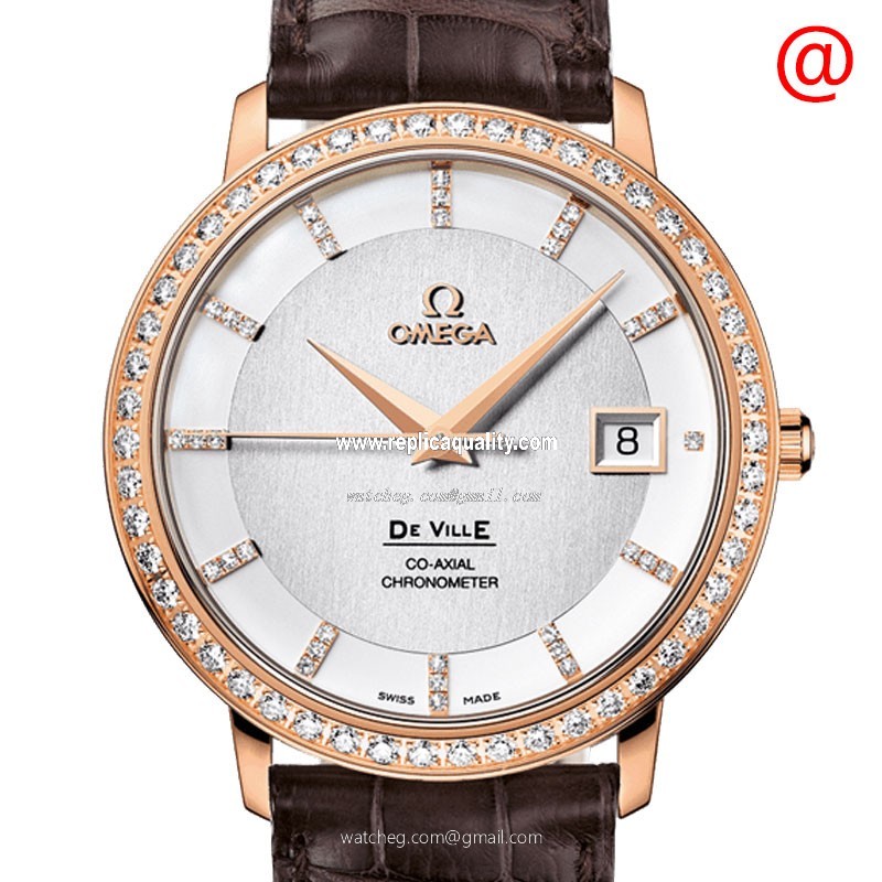 Omega DE VILLE 413.58.37.20.52.001 Automatic 18kt Rose Gold & Diamonds Silver
