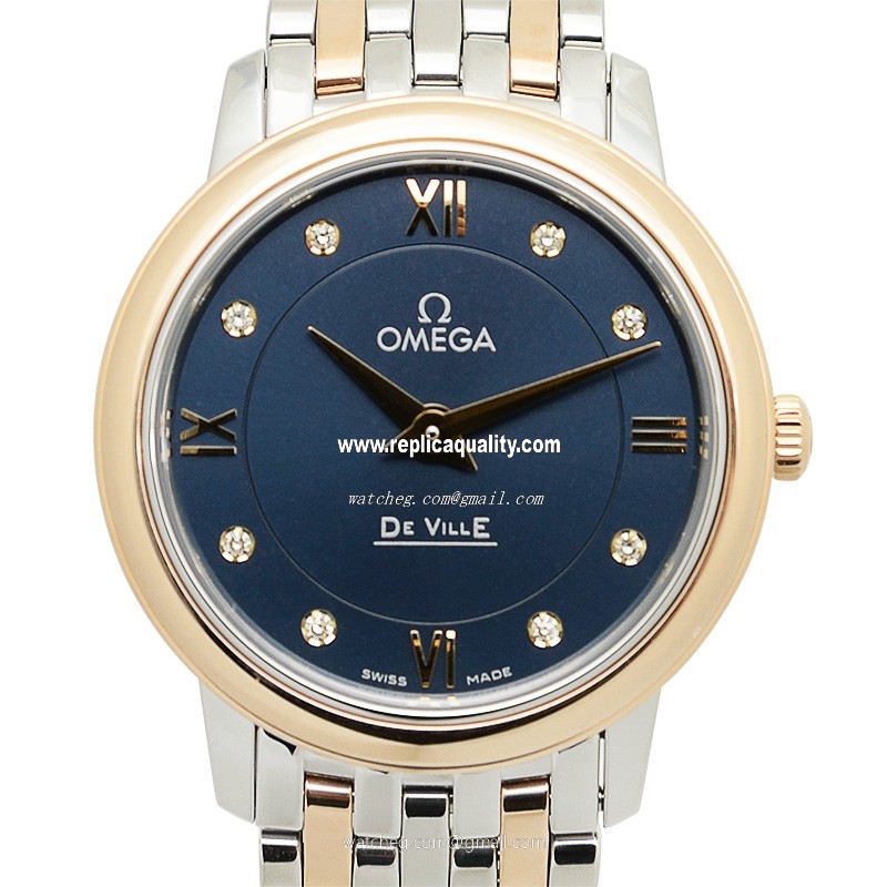 Omega LES CLASSIQUES 424.20.27.60.53.001 Quartz 18kt Rose Gold & Steel Blue