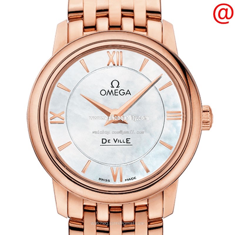 Omega DE VILLE 424.50.27.60.05.002 Quartz 18kt Rose Gold White