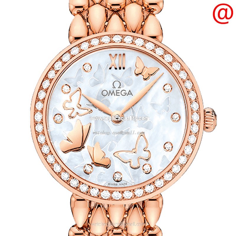 Omega DE VILLE 424.55.27.60.55.003 Quartz 18kt Rose Gold & Diamonds White