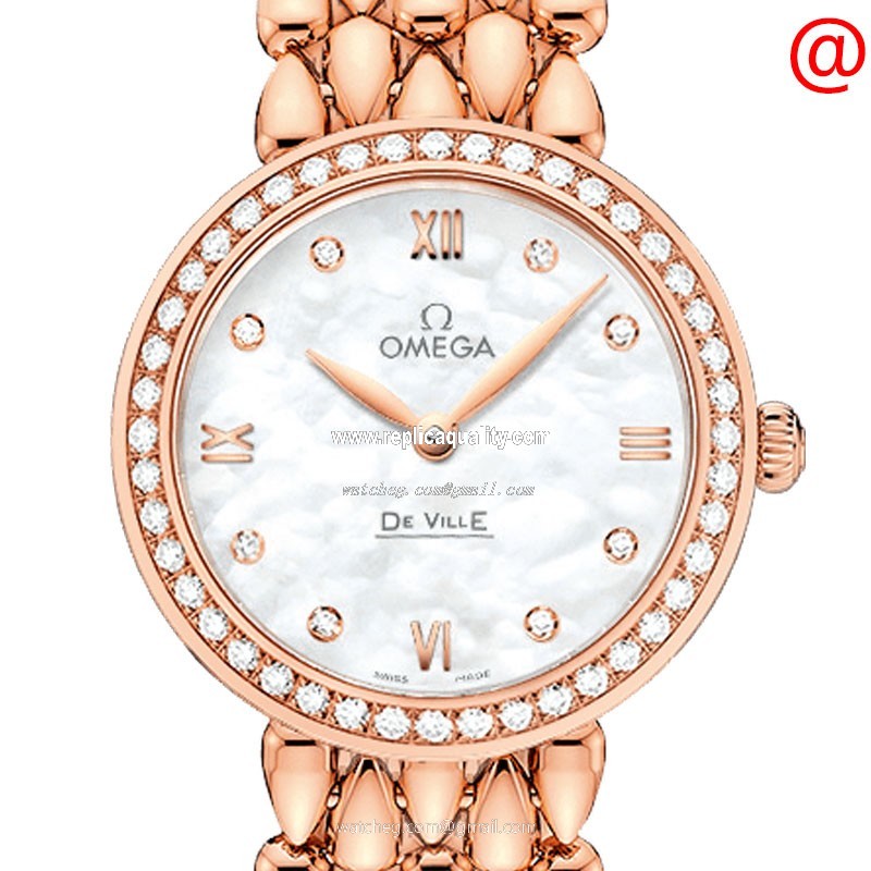 Omega DE VILLE 424.55.27.60.55.004 Quartz 18kt Rose Gold & Diamonds White
