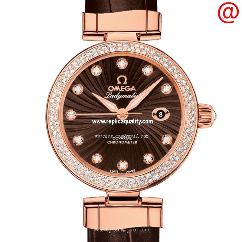 Omega DE VILLE 425.68.34.20.63.002 Automatic 18kt Rose Gold & Diamonds Brown 