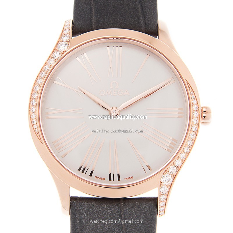 Omega DE VILLE 428.58.36.60.02.001 Quartz 18kt Rose Gold & Diamonds Silver