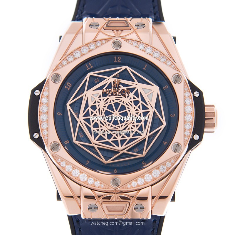 Hublot BIG BANG 465.OS.7189.VR.1204.MXM19 (LTD100) Automatic 18kt Rose Gold & Diamonds Blue