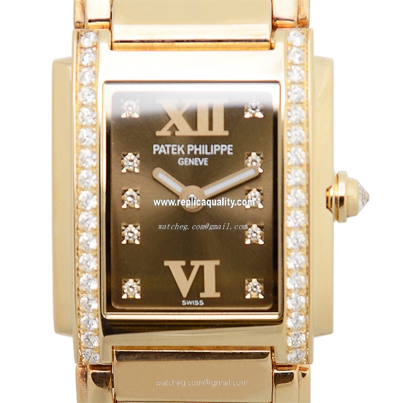Patek Philippe TWENTY-4 4908/11R-010 Quartz 18kt Rose Gold & Diamonds Dark Brown