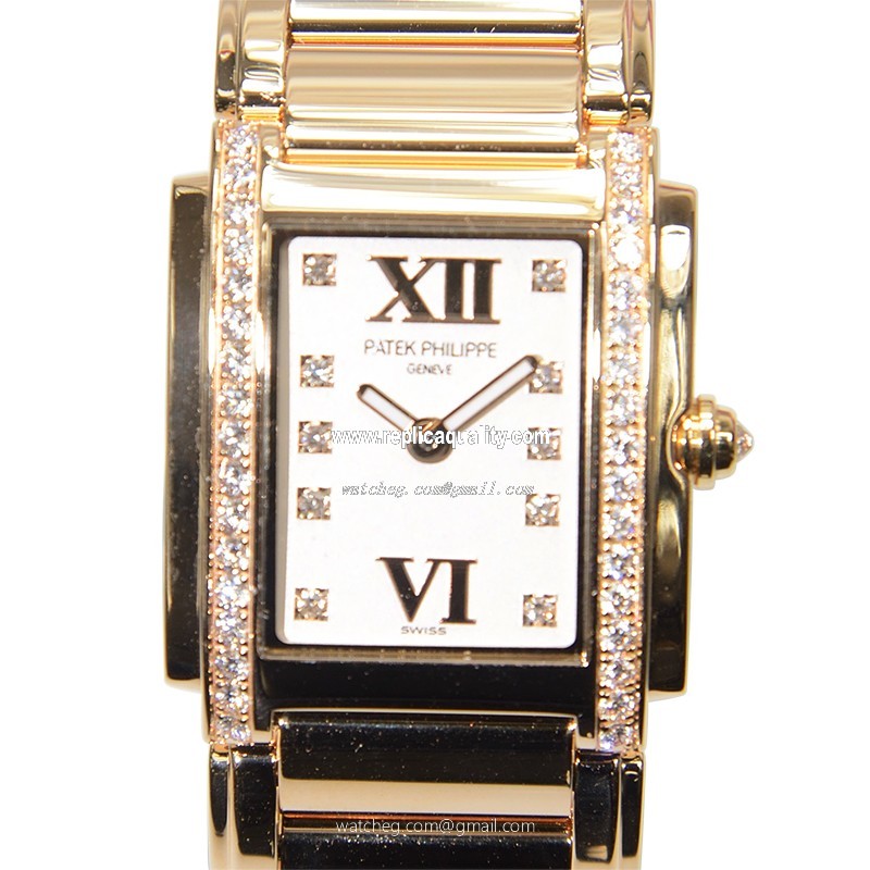 Patek Philippe TWENTY-4 4908/11R-011 Quartz 18kt Rose Gold & Diamonds Silver