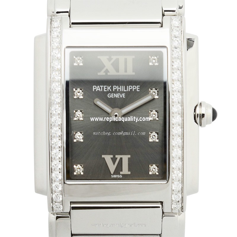 Patek Philippe TWENTY-4 4910/10A-010 Quartz Stainless Steel & Diamonds Dark grey