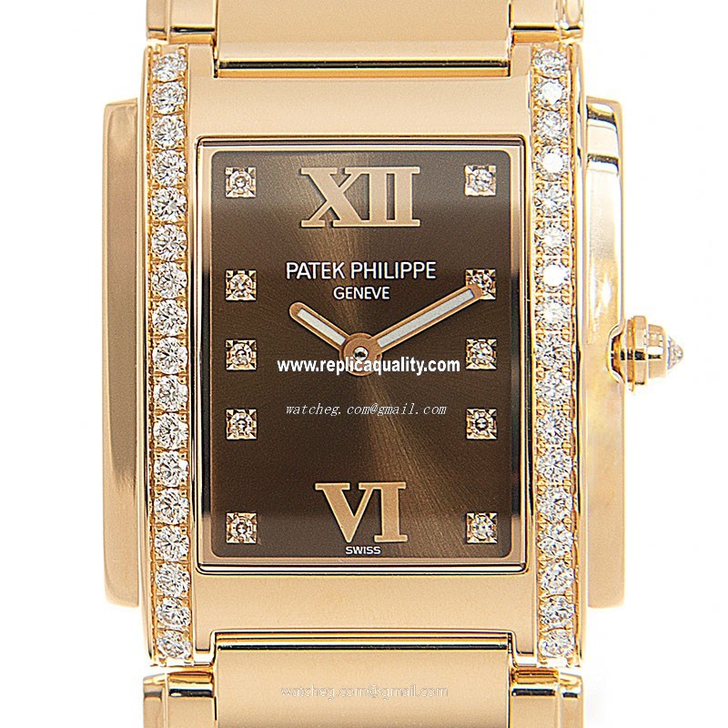 Patek Philippe TWENTY-4 4910/11R-010 Quartz 18kt Rose Gold & Diamonds Brown