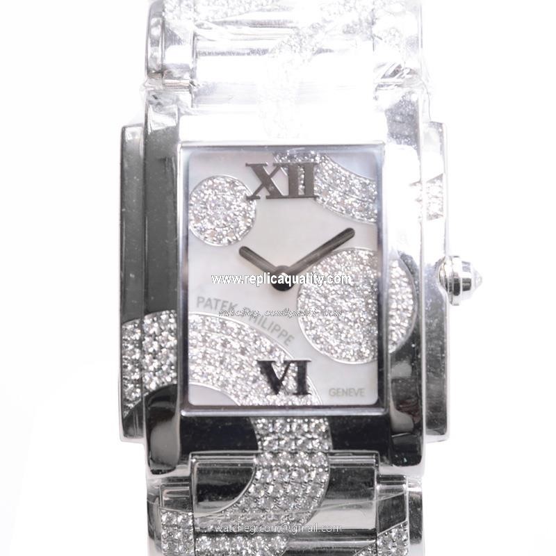 Patek Philippe TWENTY-4 4910/49G-001 Quartz 18kt White Gold & Diamond Silver