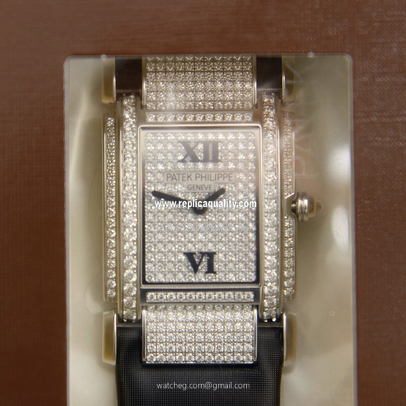 Patek Philippe TWENTY-4 4910G-001 Quartz 18kt White Gold & Diamond Silver