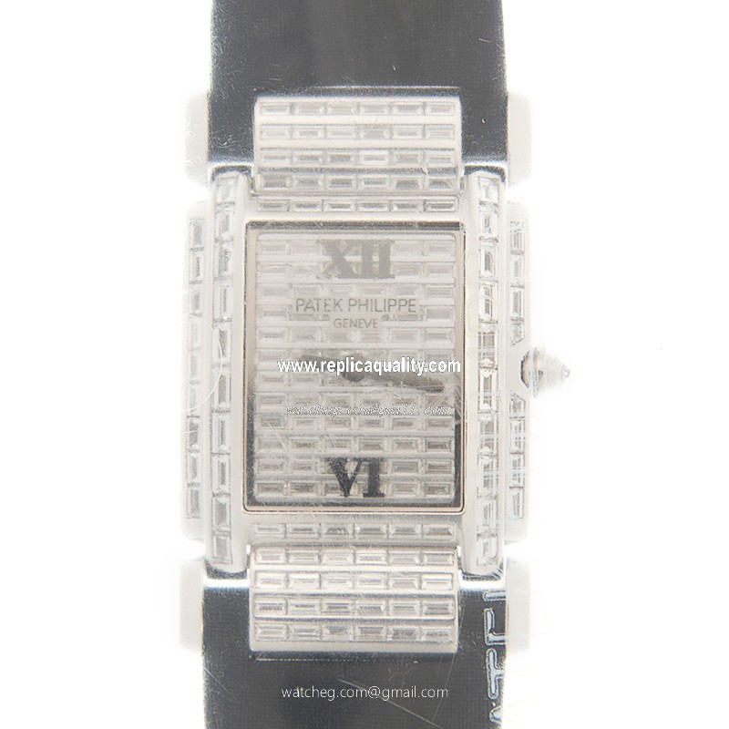 Patek Philippe TWENTY-4 4911G-001 Quartz 18kt White Gold & Diamond Silver