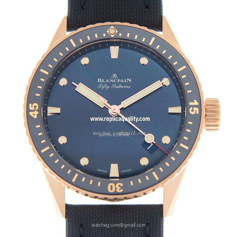 Blancpain FIFTY FATHOMS 5000-36S40-O52A Automatic 18kt Rose Gold Blue