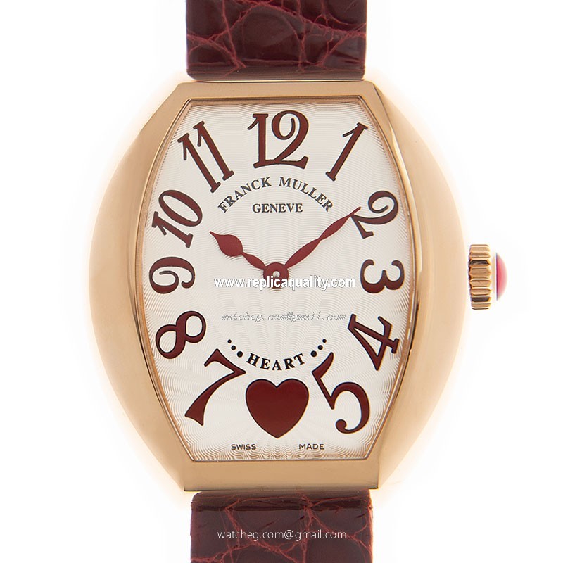 Franck Muller HEART 5002 M QZ C 6H (5N)-RED STRAP Quartz 18kt Rose Gold White