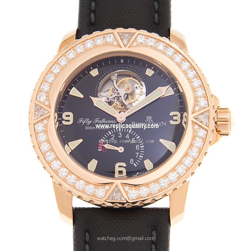 Blancpain FIFTY FATHOMS 5025-9530-52A Automatic 18kt Rose Gold & Diamonds Black
