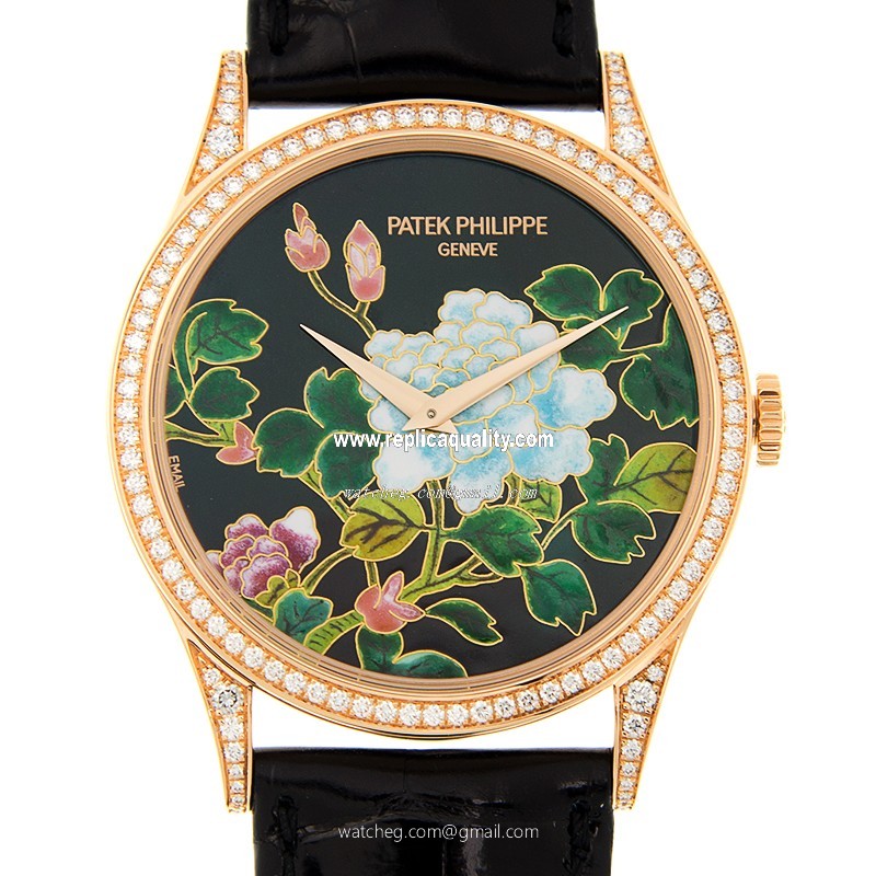 Patek Philippe CALATRAVA 5077/100R-027 Automatic 18kt Rose Gold & Diamonds Black