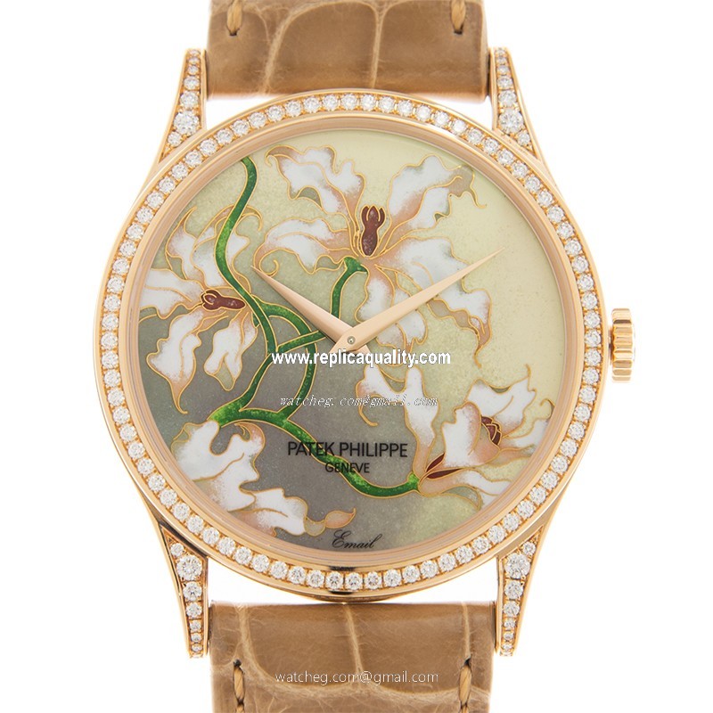 Patek Philippe RARE HANDCRAFTS 5077/100R-036 Automatic 18kt Rose Gold & Diamonds Light Brown