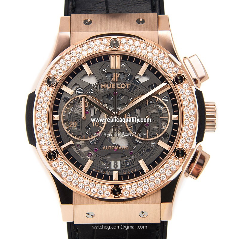 Hublot CLASSIC FUSION 525.OX.0180.LR.1104 Automatic 18kt Rose Gold & Diamonds Transparent Skull