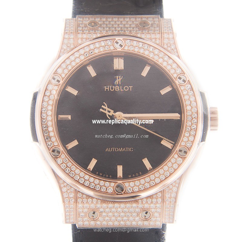 Hublot CLASSIC FUSION 542.OX.1181.LR.1704 Automatic 18kt Rose Gold & Diamonds Black