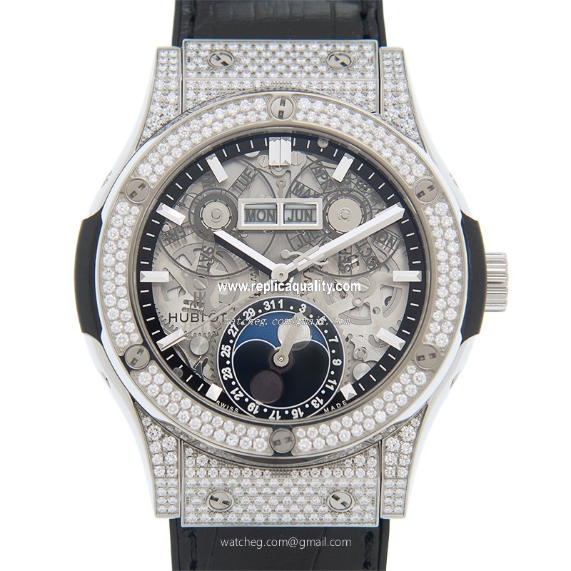 Hublot CLASSIC FUSION 547.NX.0170.LR.1704 Automatic Titanium & Diamond Transparent Skull