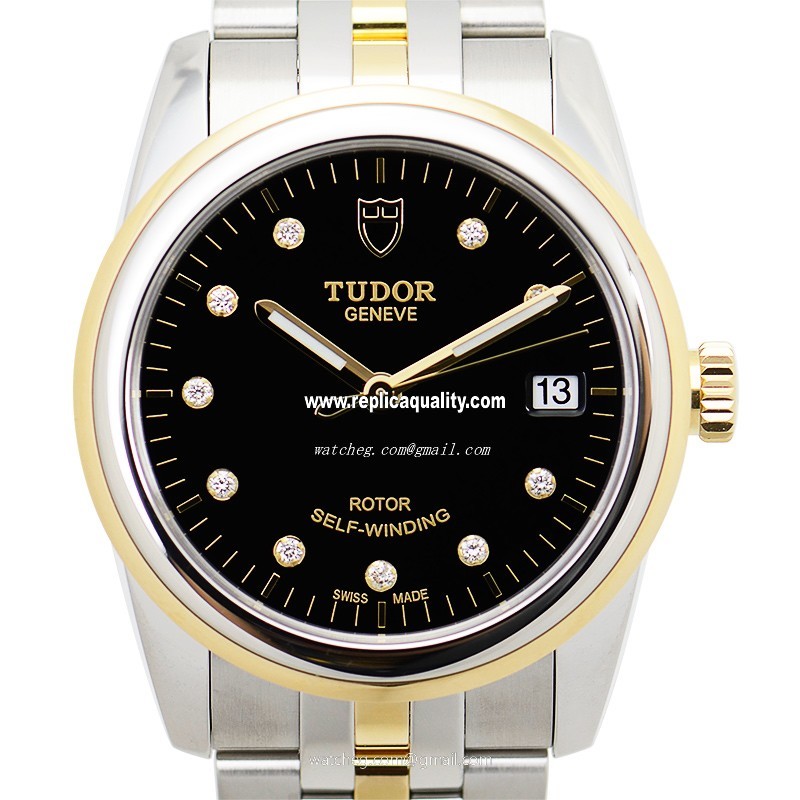 Tudor GLAMOUR DATE 55003-68053-10DI-BK Automatic 18kt Gold & Steel Black