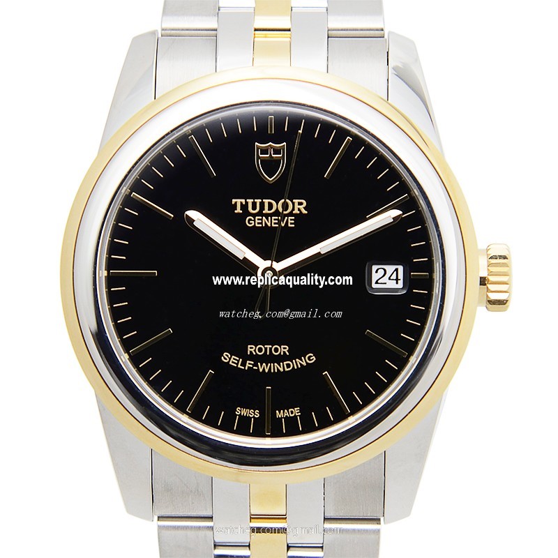 Tudor GLAMOUR DATE 55003-68053-BK Automatic 18kt Gold & Steel Black