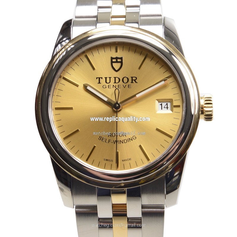 Tudor GLAMOUR DATE 55003-68053-CH Automatic 18kt Gold & Steel Gold