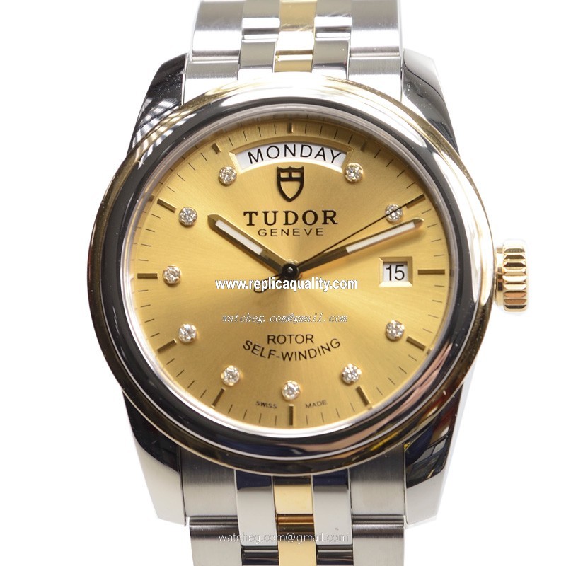 Tudor GLAMOUR DATE 56003-68063-10DI-CH Automatic 18kt Gold & Steel Gold
