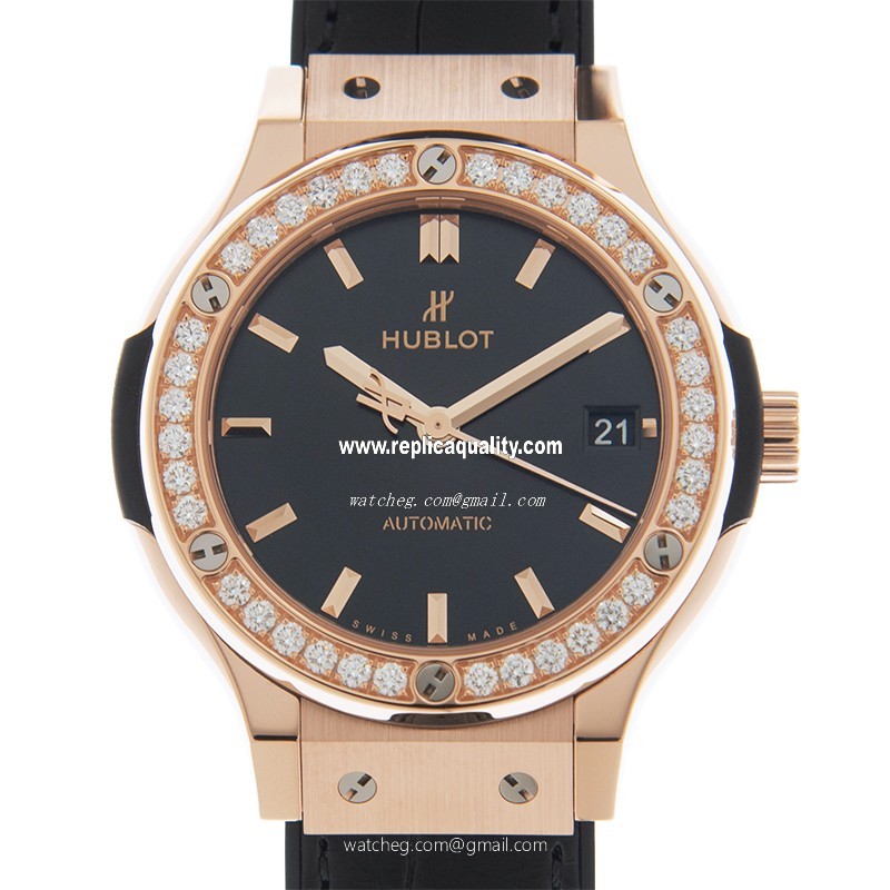 Hublot CLASSIC FUSION 565.OX.1480.LR.1204 Automatic 18kt Rose Gold & Diamonds Black
