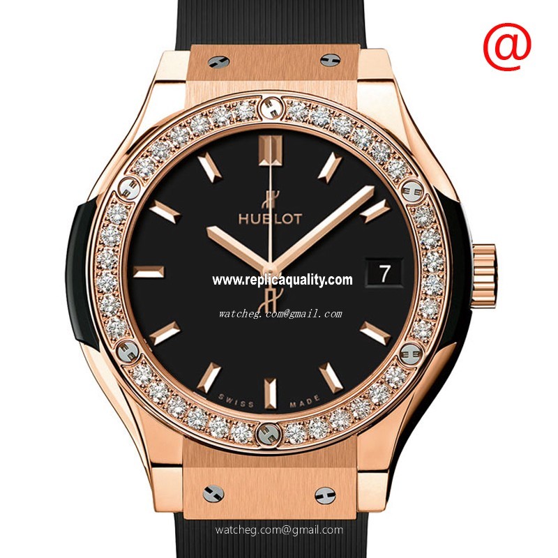 Hublot CLASSIC FUSION 581.OX.1181.RX.1104 Quartz 18kt Rose Gold & Diamonds Black