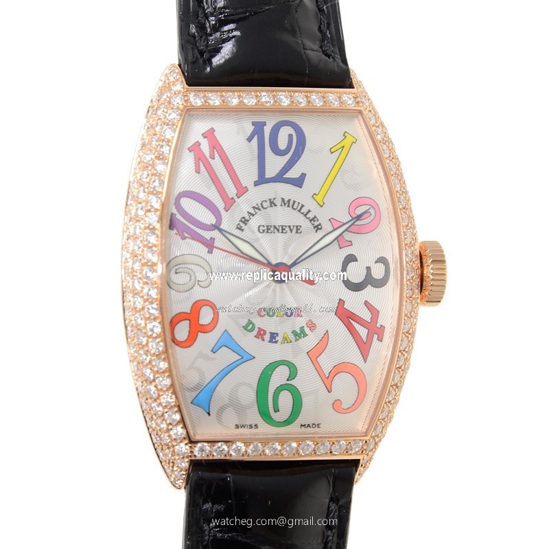 Franck Muller CINTREE CURVEX 5850 SC COL DRM D (5N) Automatic 18kt Rose Gold & Diamonds Silver