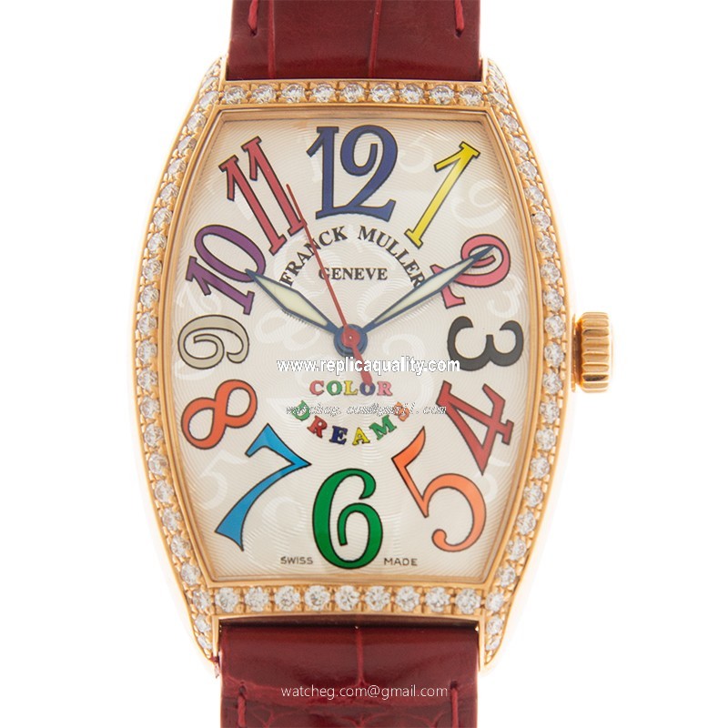 Franck Muller CINTREE CURVEX 5851 M SC COL DRM D 1R (5N)-RED Automatic 18kt Rose Gold & Diamonds Silver