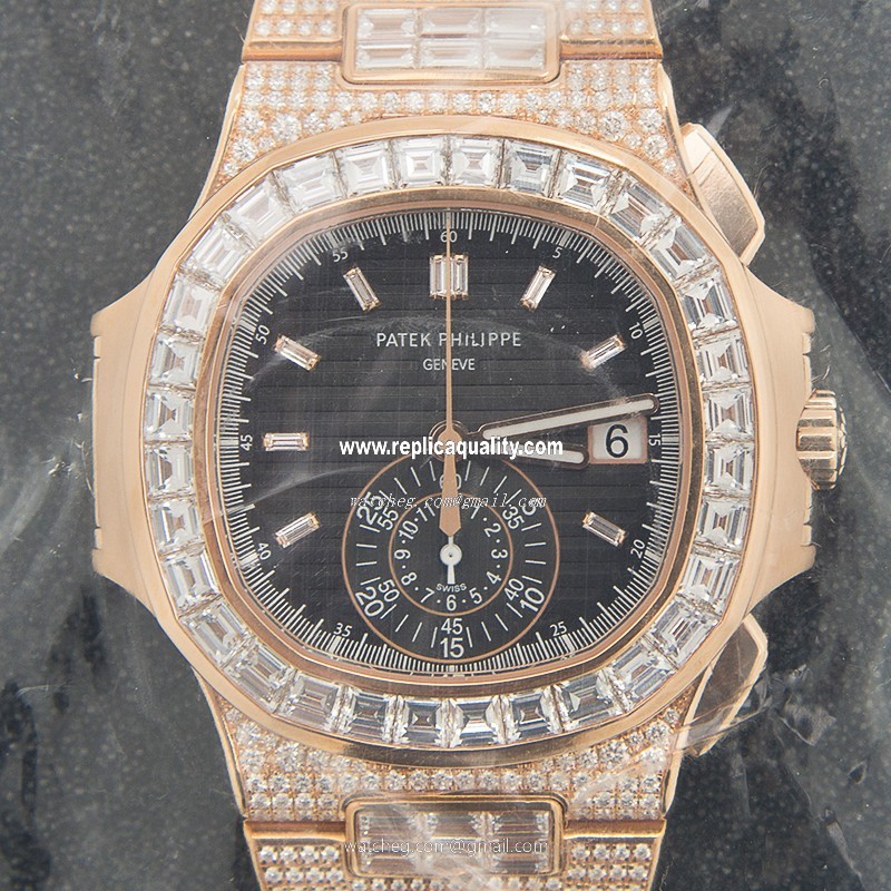 Patek Philippe NAUTILUS 5980/1400R-011 Automatic 18kt Rose Gold & Diamonds Black