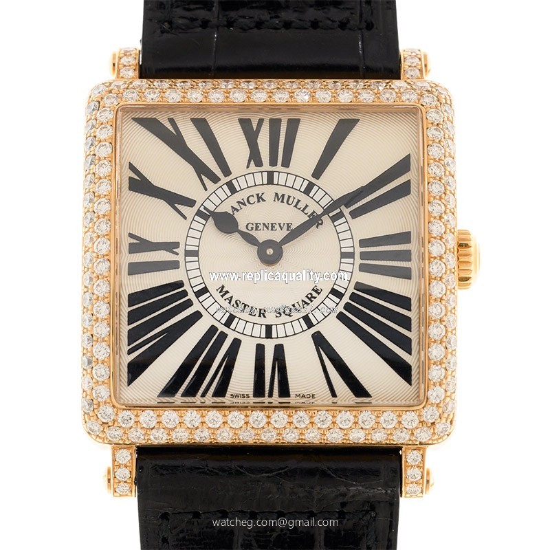 Franck Muller MASTER SQUARE 6002 M B QZ R D (5N) Quartz 18kt Rose Gold & Diamonds White