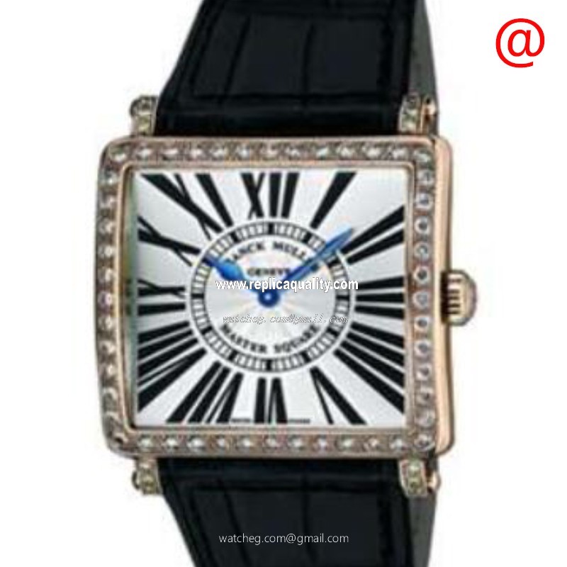 Franck Muller MASTER SQUARE 6002 M QZ D 1R BL R(5N) Quartz 18kt Rose Gold & Diamonds Silver