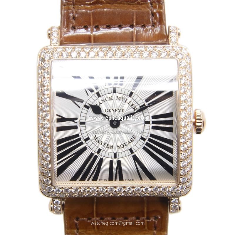 Franck Muller MASTER SQUARE 6002 M QZ R D (5N) Quartz 18kt Rose Gold & Diamonds Silver