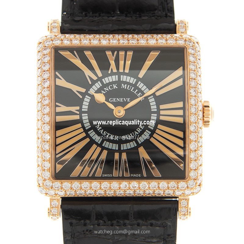 Franck Muller MASTER SQUARE 6002 M QZ REL D (5N)-BK Quartz 18kt Rose Gold & Diamonds Black