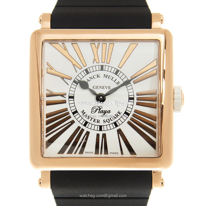 Franck Muller MASTER SQUARE 6002 M QZ REL R PLY (5N)-BK STRAP Quartz 18kt Pink Gold White
