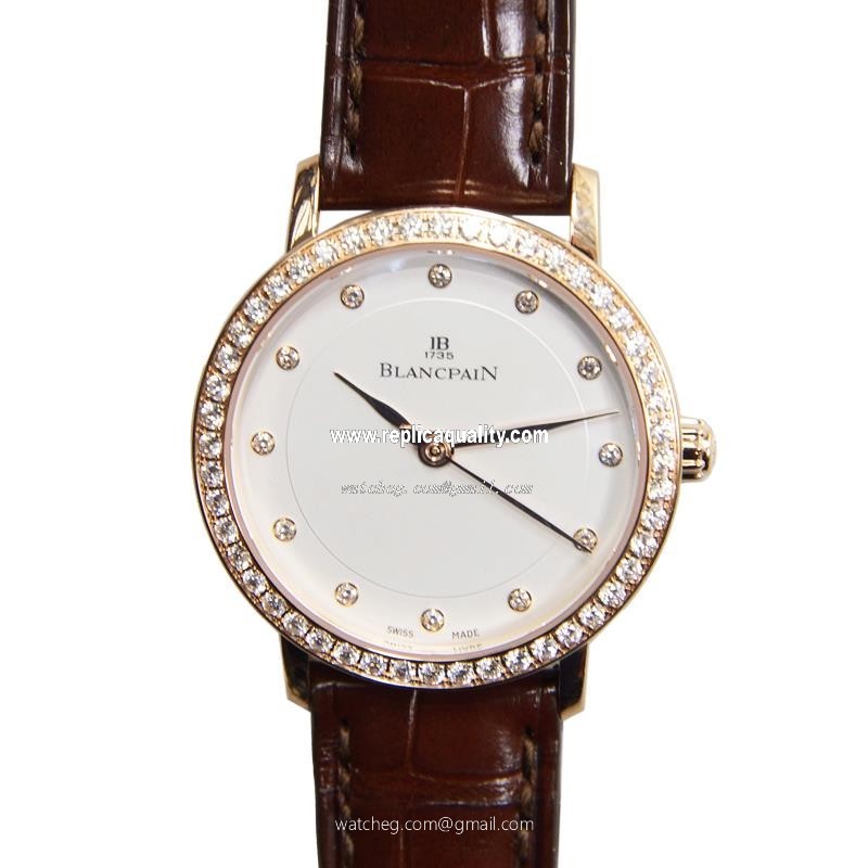 Blancpain VILLERET 6102-2987-55A Automatic 18kt Rose Gold & Diamonds White