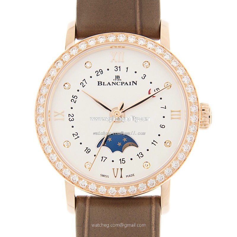 Blancpain VILLERET 6106-2987-55A Automatic 18kt Rose Gold & Diamonds White