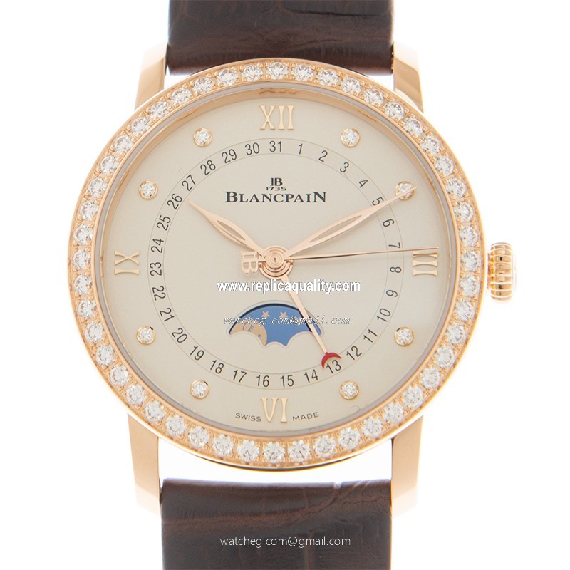 Blancpain VILLERET 6126-2987-55A Automatic 18kt Rose Gold & Diamonds Beige